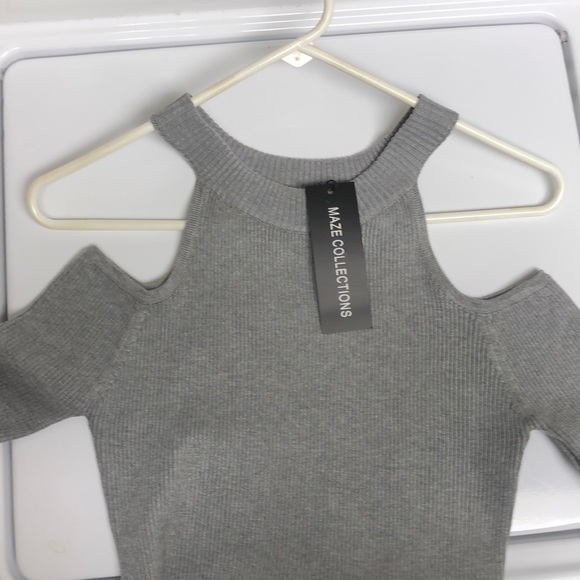 NWT Grey Cold Shoulder Dress Size Medium - Picture 4 of 5